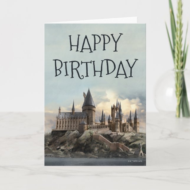 Cartão Castelo Hogwarts Harry Potter Feliz Aniversário (Frente)