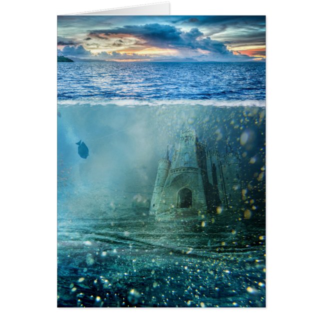 Cartão Castelo subaquático da fantasia de Atlantis do (Frente)