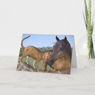 Cartão Cat and Horse Customizable Greeting Card