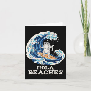 Cartão Cat Beaches Engraçado Hola Cat Japonês Surfing