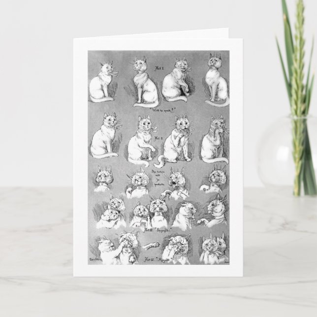 Cartão Cat, Casamento e coragem, noiva, Louis Wain (Frente)