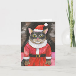 Cartão Cat Christmas Watercolor