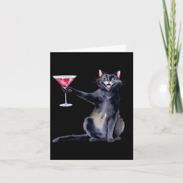 Cartão Cat Com Martini Gl Tail (Frente)