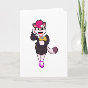 Cartão Cat como Secretário com Notepad