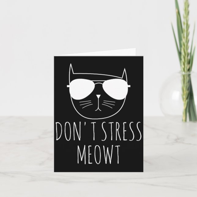 Cartão Cat Design Funny Pun Don't Stress Meowt Funny Sayi (Frente)