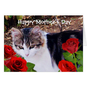 CARTÃO CAT DO DIA DE AS MÃES COM ROSAS VERMELHAS