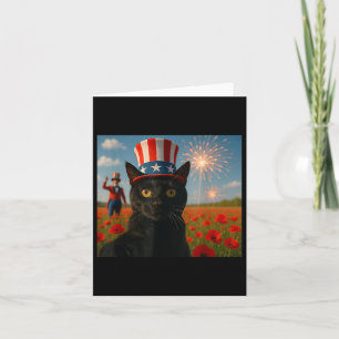Cartão Cat Falando Um Fogo Selfie 4 De Julho Patrioti