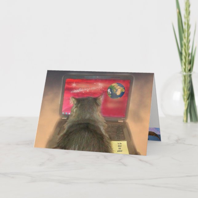 Cartão Cat governa o aniversário mundial (Frente)