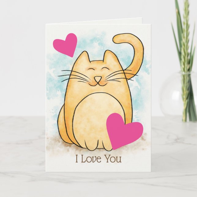 Cartão Cat I Love You Custom Greing (Frente)