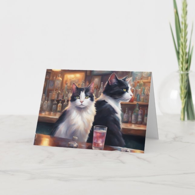 Cartão Cat ignoring each other Happy Hour bar (Frente)
