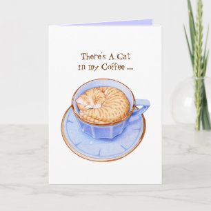 Cartão Cat in Coffee Card