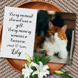 Cartão Cat Loss Sympathy Card Personalized Photo Pet Name