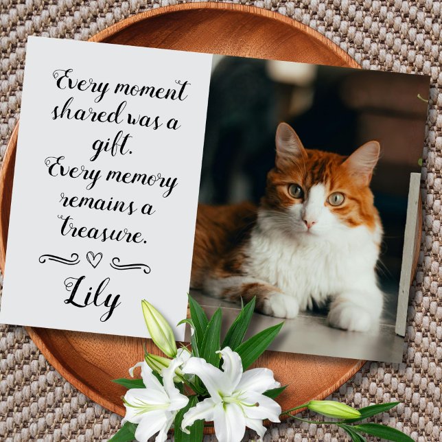 Cartão Cat Loss Sympathy Card Personalized Photo Pet Name (Cat Sympathy Card)