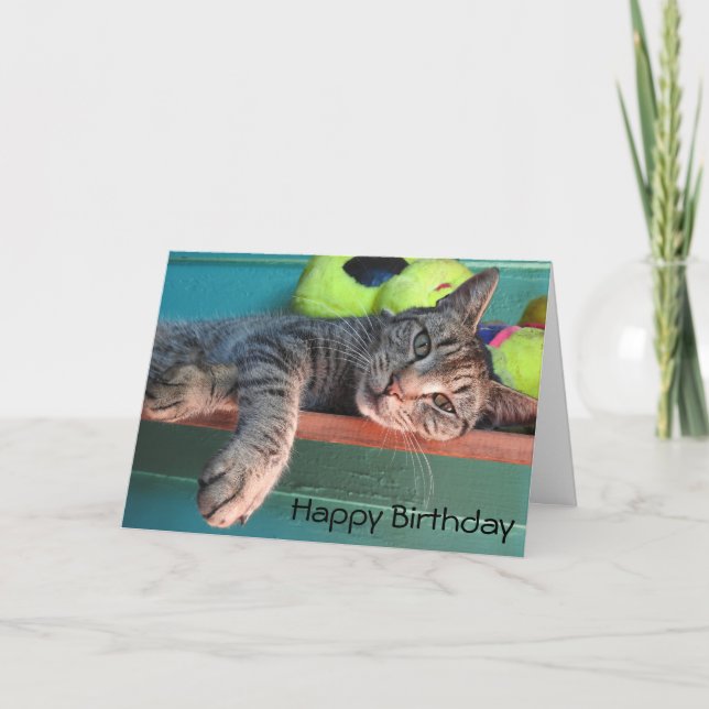 Cartão Cat Love "Happy Birthday" (Frente)
