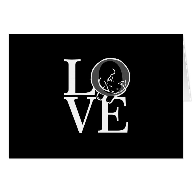 Cartão Cat Love on Black Decor (Frente Horizontal)