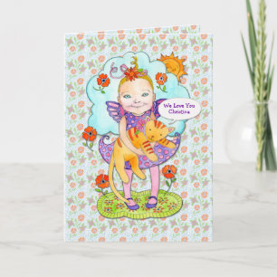 Cartão Cat  "Love You" Customized Name for Child