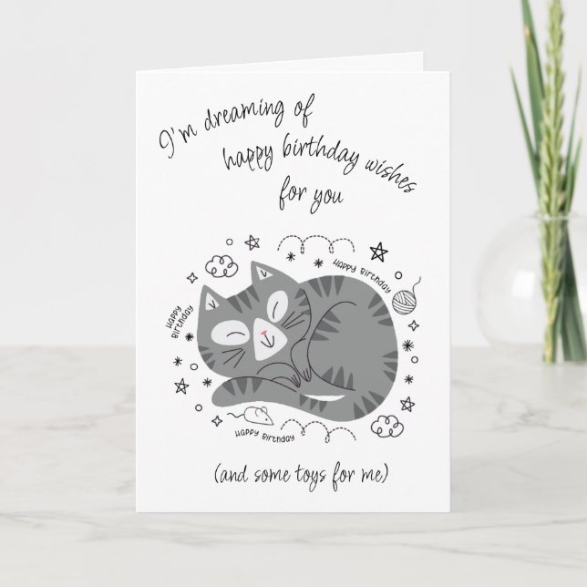 Cartão Cat Lover Ownership Add a Name Happy Birthday Card (Frente)