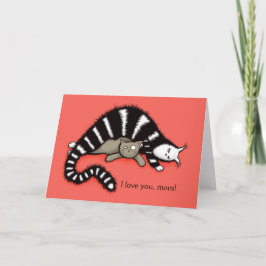 Cartão Cat Madre Protege Seu Dia de as mães Gatinho Com A