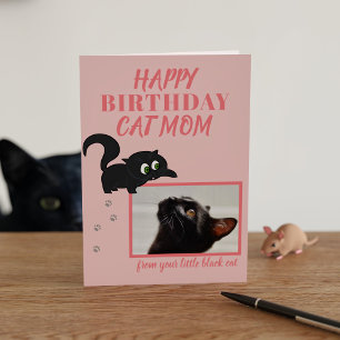 Cartão Cat Mamãe Pet Photo Pink Happy Birthday Card