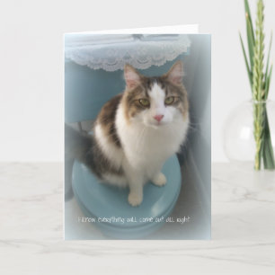 Cartão Cat on Toilet Support Greeting Card