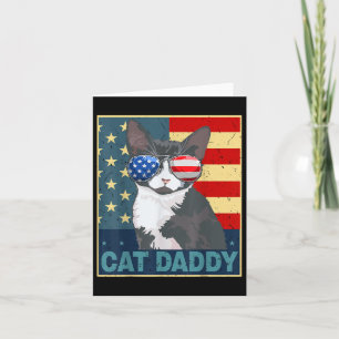 Cartão Cat Pai Americana Bandeira 4 de julho Dia do Pai E
