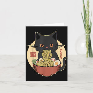 Cartão Cat Ramen Engraçado Camisetas Gráficas Japonesas K