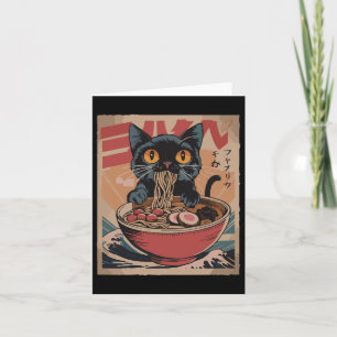 Cartão Cat Ramen Japonês Camisetas Gráficas Engraçadas Ka