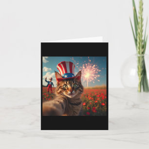Cartão Cat Selfie 4 De Julho, Bandeira Americana Patrióti