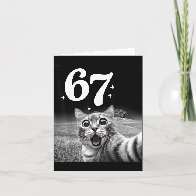 Cartão Cat Selfie With 67 Meme Funny Cats Graphic For Men (Frente)