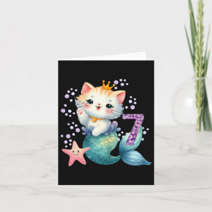 Cartão Cat Sereia 7 Aniversário 7 Anos Meninas De Festa