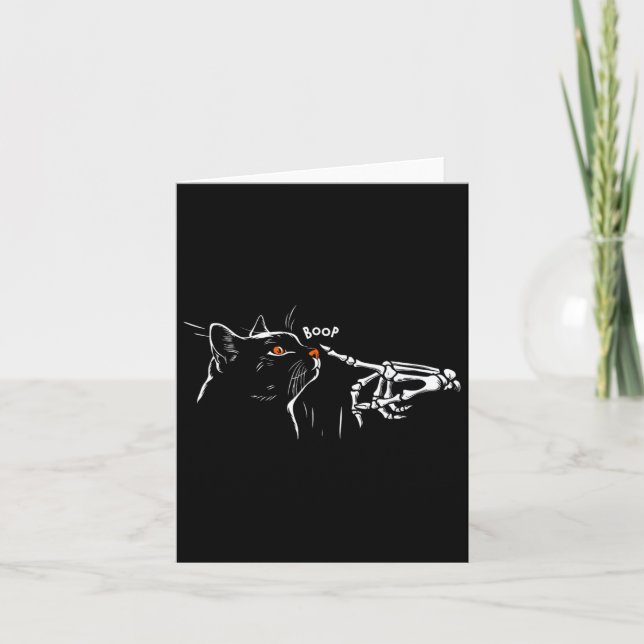 Cartão Cat Skeleton Boop Halloween Pet Women Raparigas K (Frente)