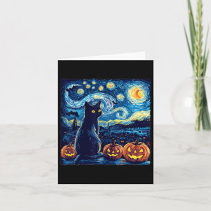 Cartão Cat Starry Night Van Gogh Cat Para Cat Lover Cat D