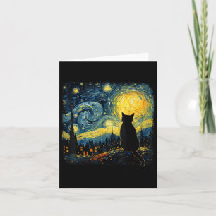 Cartão Cat Starry Night Van Gogh Cat Para Cat Lover Cat M