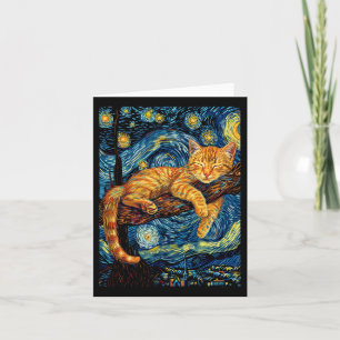 Cartão Cat Starry Night Van Gogh Cat Para Cat Lover Cat M