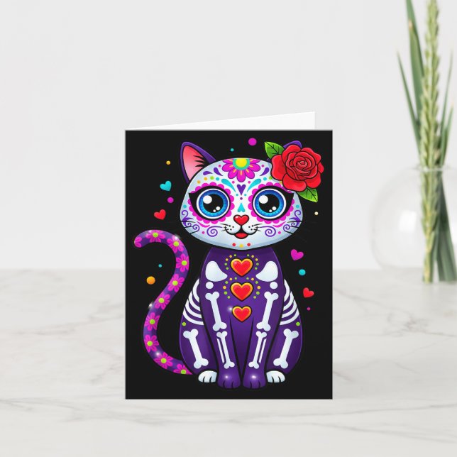 Cartão Cat Sugar Skull Cute Cat For Cat Lover Cat-m  (Frente)