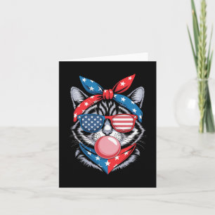 Cartão Cat Sungles 4 De Julho Americano Flag Patrioti