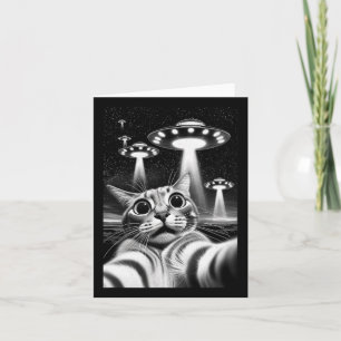 Cartão Cat Ufo Engraçado Memória Invasão Retroativa Cat U
