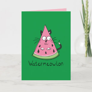 Cartão Cat Watermelon Cute Kid