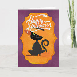 Cartão Cat Witch Happy Halloween