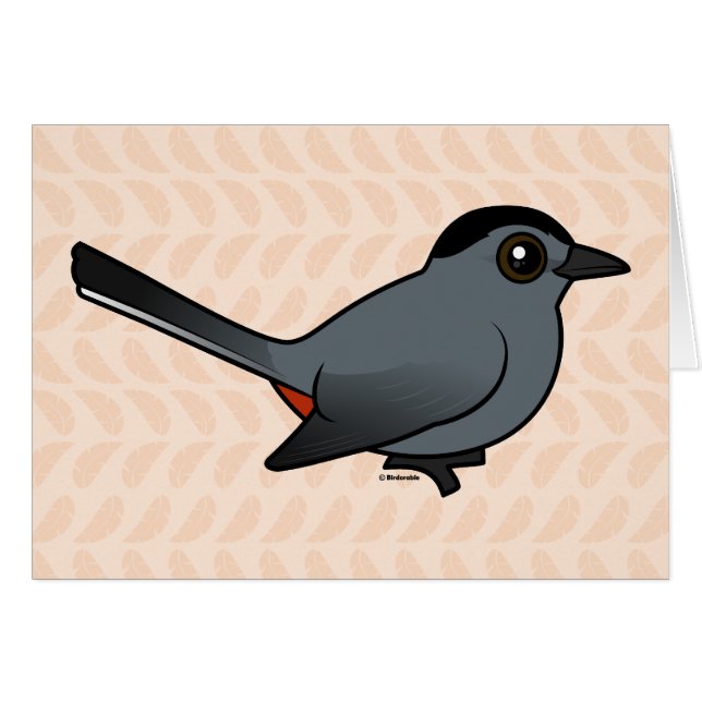 Cartão Catbird cinzento de Birdorable (Frente Horizontal)