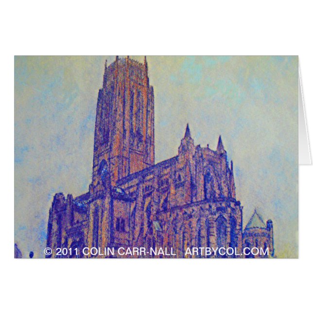 Cartão Catedral anglicana Liverpool por Colin Carr-Nall (Frente Horizontal)