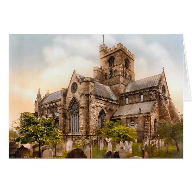 Cartão Catedral de Carlisle Cumbria Inglaterra (Frente horizontal)