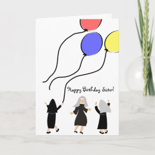 Cartão Catholic Nun Birthday Card Balloons