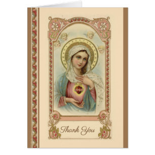 Cartão Católica Mãe Maria Pêsames Obrigado
