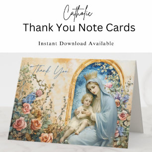 Cartão Católica Maria e Jesus Floral