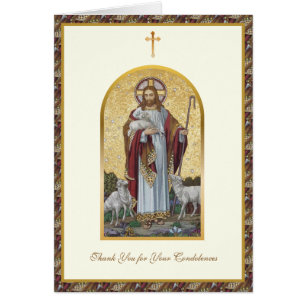 Cartão Católico Bom Pastor Agradecimento Funeral