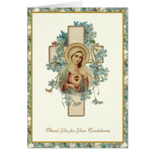 Cartão Católico CORAÇÃO IMACULADO DE MARIA  Funeral Pêsam