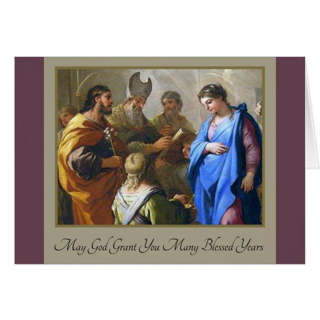 Cartão católico do casamento do casamento (Frente Horizontal)