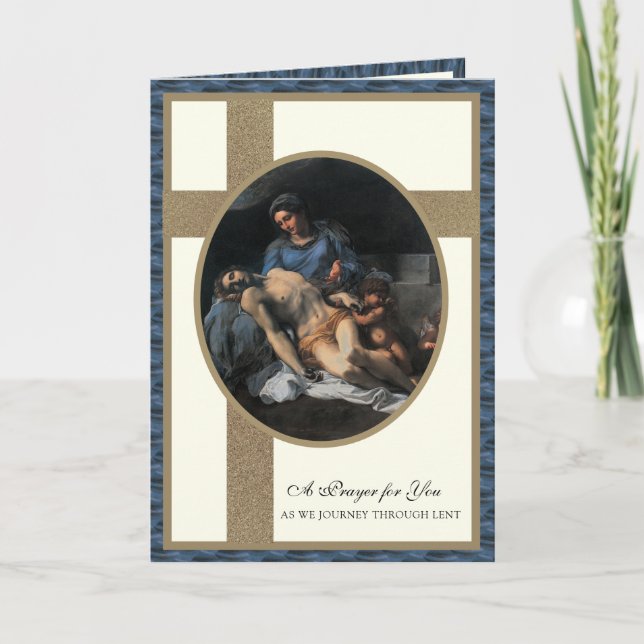 Cartão Católico Pieta Oradora Virgem Maria Jesus (Frente)