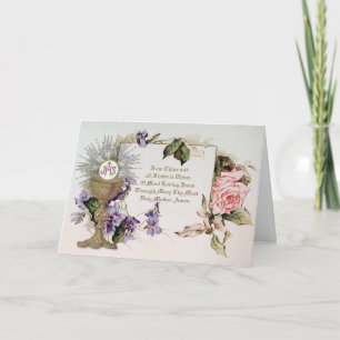 Cartão Católico Primeira Comunhão Prayer Vintage